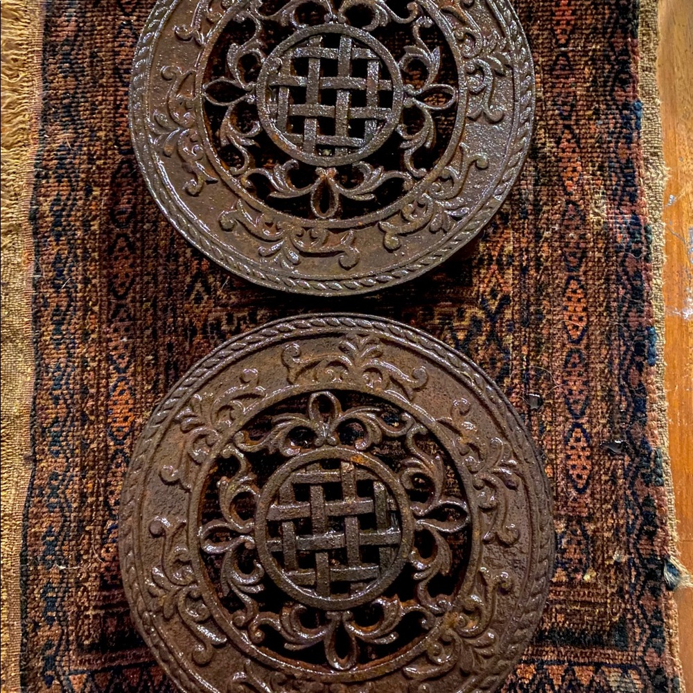 Pair of metal Chinese pot/vase supports
